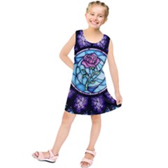 Cathedral Rosette Stained Glass Beauty And The Beast Kids  Tunic Dress by Cowasu