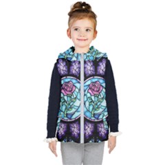 Cathedral Rosette Stained Glass Beauty And The Beast Kids  Hooded Puffer Vest by Cowasu