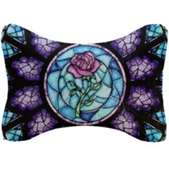 Cathedral Rosette Stained Glass Beauty And The Beast Seat Head Rest Cushion by Cowasu