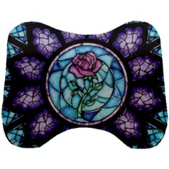 Cathedral Rosette Stained Glass Beauty And The Beast Head Support Cushion by Cowasu