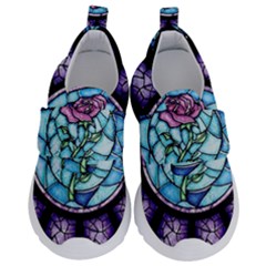 Cathedral Rosette Stained Glass Beauty And The Beast Kids  Velcro No Lace Shoes by Cowasu