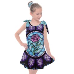 Cathedral Rosette Stained Glass Beauty And The Beast Kids  Tie Up Tunic Dress by Cowasu