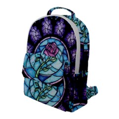 Cathedral Rosette Stained Glass Beauty And The Beast Flap Pocket Backpack (large) by Cowasu