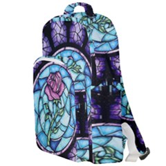 Cathedral Rosette Stained Glass Beauty And The Beast Double Compartment Backpack by Cowasu