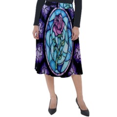 Cathedral Rosette Stained Glass Beauty And The Beast Classic Velour Midi Skirt  by Cowasu