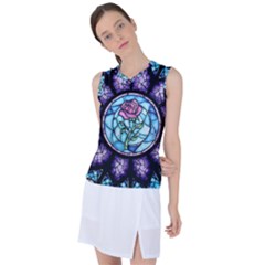 Cathedral Rosette Stained Glass Beauty And The Beast Women s Sleeveless Sports Top by Cowasu