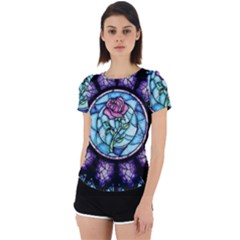 Cathedral Rosette Stained Glass Beauty And The Beast Back Cut Out Sport T-shirt by Cowasu