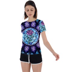 Cathedral Rosette Stained Glass Beauty And The Beast Back Circle Cutout Sports T-shirt by Cowasu