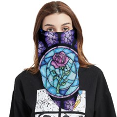 Cathedral Rosette Stained Glass Beauty And The Beast Face Covering Bandana (triangle) by Cowasu