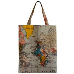 Vintage World Map Zipper Classic Tote Bag by Cowasu