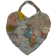 Vintage World Map Giant Heart Shaped Tote by Cowasu