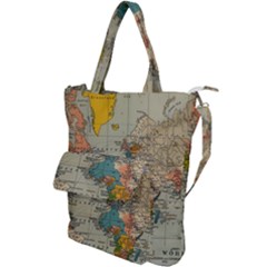 Vintage World Map Shoulder Tote Bag by Cowasu