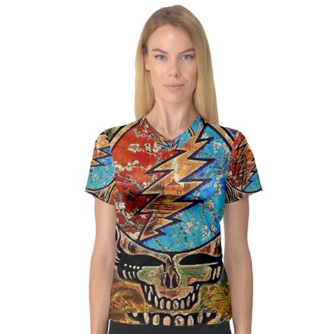 Grateful Dead Rock Band V-neck Sport Mesh T-shirt by Cowasu