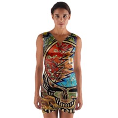 Grateful Dead Rock Band Wrap Front Bodycon Dress by Cowasu