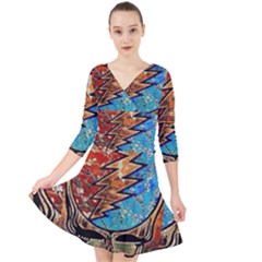 Grateful Dead Rock Band Quarter Sleeve Front Wrap Dress by Cowasu