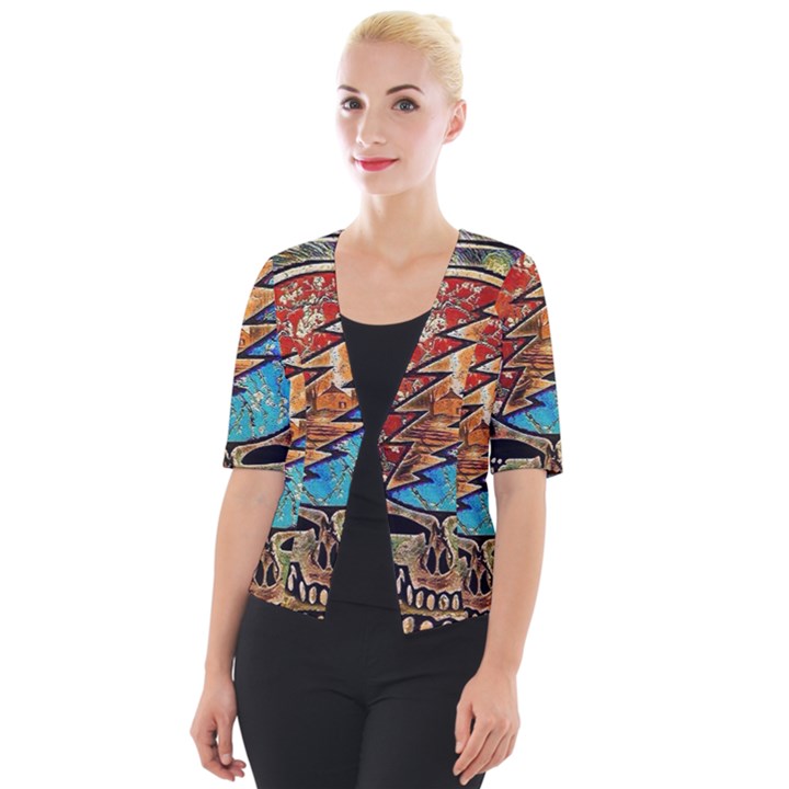 Grateful Dead Rock Band Cropped Button Cardigan