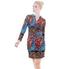 Grateful Dead Rock Band Button Long Sleeve Dress by Cowasu