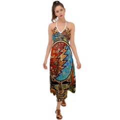 Grateful Dead Rock Band Halter Tie Back Dress  by Cowasu