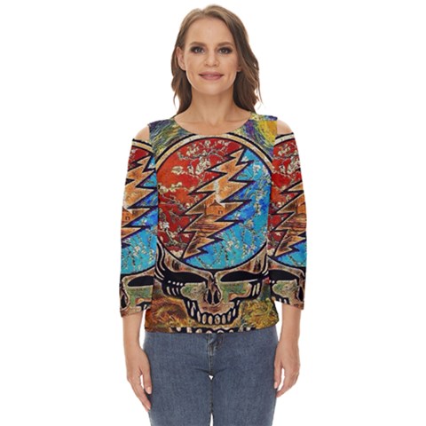 Grateful Dead Rock Band Cut Out Wide Sleeve Top by Cowasu