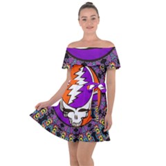 Gratefuldead Grateful Dead Pattern Off Shoulder Velour Dress by Cowasu