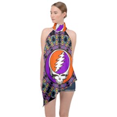 Gratefuldead Grateful Dead Pattern Halter Asymmetric Satin Top by Cowasu