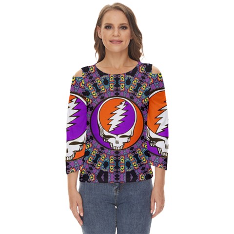 Gratefuldead Grateful Dead Pattern Cut Out Wide Sleeve Top by Cowasu