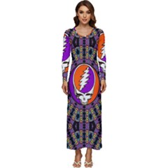 Gratefuldead Grateful Dead Pattern Long Sleeve Longline Maxi Dress by Cowasu