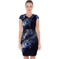 Smoke-flame-dynamic-wave-motion Capsleeve Drawstring Dress  by Cowasu