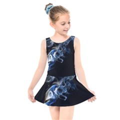 Smoke-flame-dynamic-wave-motion Kids  Skater Dress Swimsuit by Cowasu