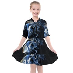 Smoke-flame-dynamic-wave-motion Kids  All Frills Chiffon Dress by Cowasu