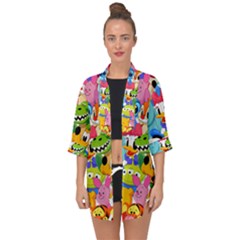 Illustration Cartoon Character Animal Cute Open Front Chiffon Kimono by Cowasu