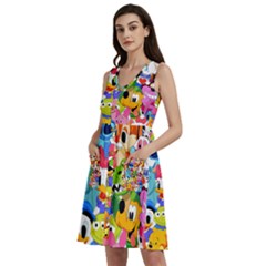 Illustration Cartoon Character Animal Cute Sleeveless Dress With Pocket by Cowasu