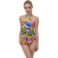 Illustration Cartoon Character Animal Cute Go With The Flow One Piece Swimsuit by Cowasu