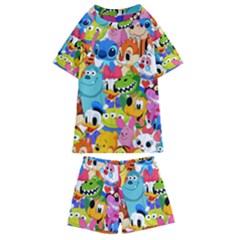 Illustration Cartoon Character Animal Cute Kids  Swim T-shirt And Shorts Set by Cowasu