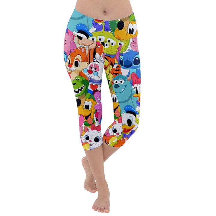 Illustration Cartoon Character Animal Cute Lightweight Velour Capri Yoga Leggings