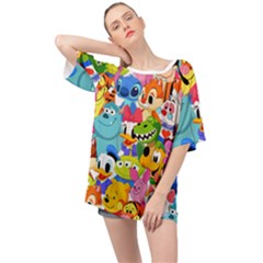 Illustration Cartoon Character Animal Cute Oversized Chiffon Top by Cowasu