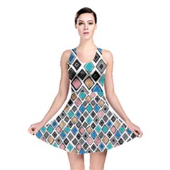 Diamond Shapes Pattern Reversible Skater Dress by Cowasu