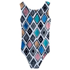 Diamond Shapes Pattern Kids  Cut-out Back One Piece Swimsuit by Cowasu