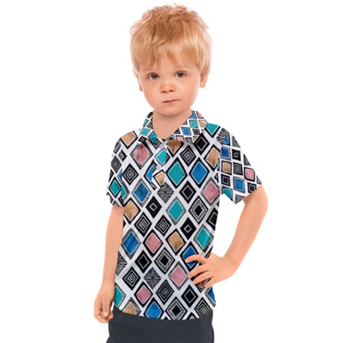 Diamond Shapes Pattern Kids  Polo T-shirt by Cowasu