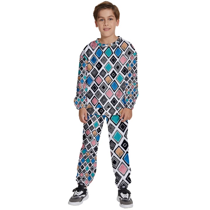 Diamond Shapes Pattern Kids  Sweatshirt set