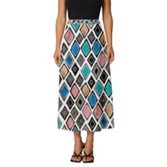 Diamond Shapes Pattern Classic Midi Chiffon Skirt by Cowasu