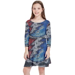 Grateful Dead Logo Kids  Quarter Sleeve Skater Dress by Cowasu