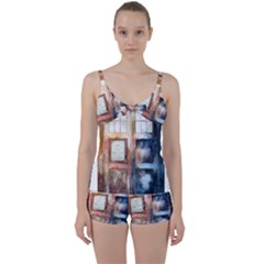 Tardis Doctor Who Transparent Tie Front Two Piece Tankini by Cowasu