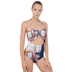 Tardis Doctor Who Transparent Scallop Top Cut Out Swimsuit by Cowasu