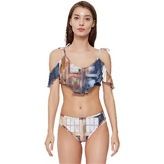 Tardis Doctor Who Transparent Ruffle Edge Tie Up Bikini Set	 by Cowasu