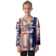 Tardis Doctor Who Transparent Kids  V Neck Casual Top by Cowasu