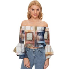 Tardis Doctor Who Transparent Off Shoulder Flutter Bell Sleeve Top by Cowasu