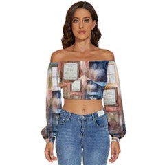 Tardis Doctor Who Transparent Long Sleeve Crinkled Weave Crop Top by Cowasu