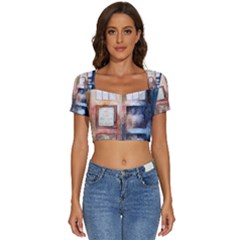 Tardis Doctor Who Transparent Short Sleeve Square Neckline Crop Top  by Cowasu