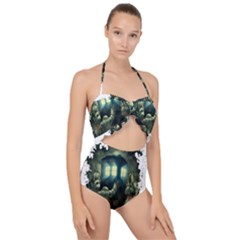 Time Machine Doctor Who Scallop Top Cut Out Swimsuit by Cowasu